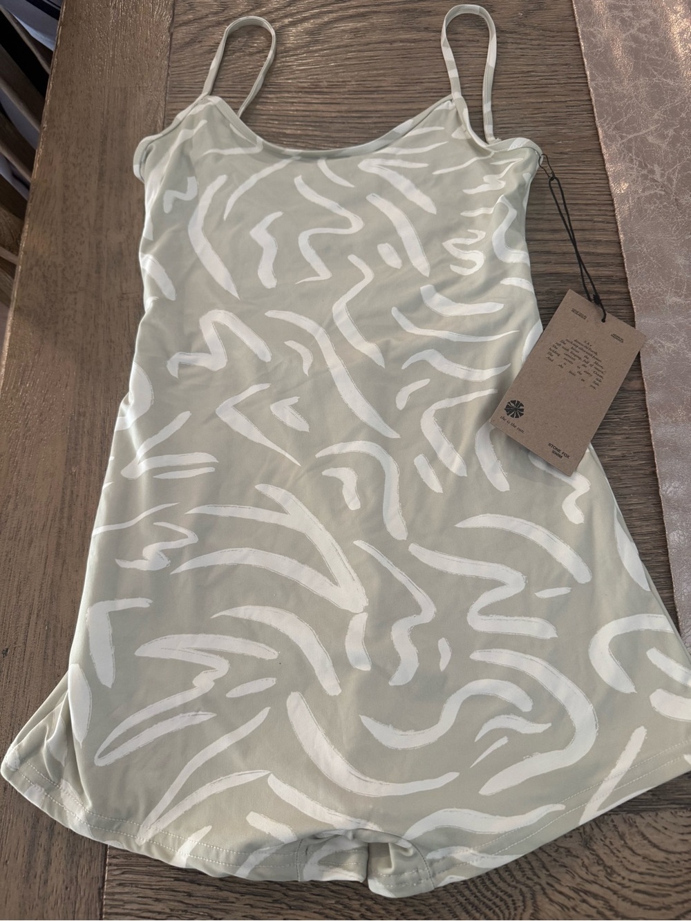 Stone Fox Swim Bobby Surf Suit in Aloe  Lines. Light Sage & White Printed